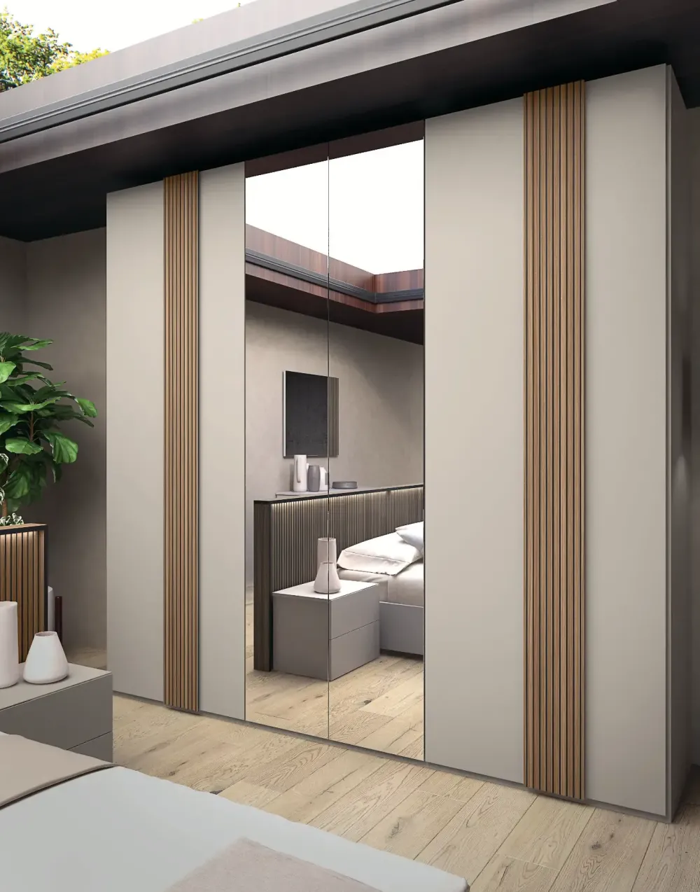 Clearance Armadio ante battenti in laccato opaco Riga mirror di Armadi