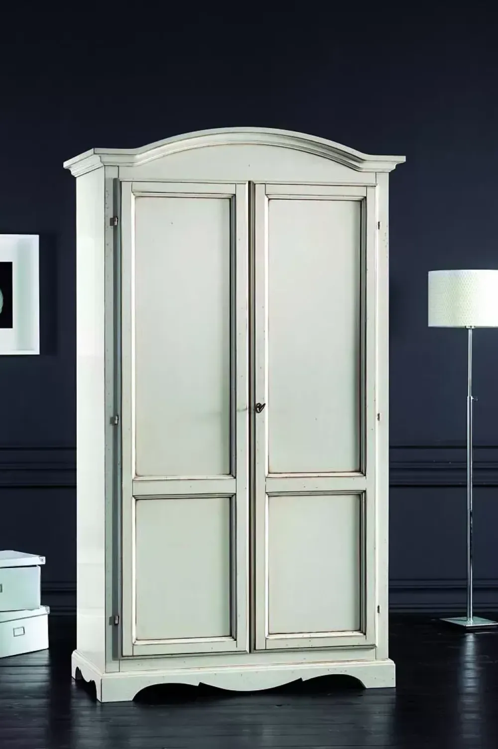 Artigianale Armadio ante battenti in legno Armadietto a 2 ante laccato bianco in promo-sconto del 50% scontato- Armadi