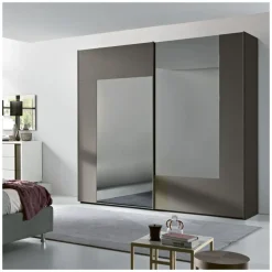 Discount Armadio Armadio a 2 ante scorrevoli mod.luxury con specchi fumè in promo-sconto del 50% a due ante a prezzo scontato Armadi