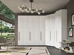 New Armadio Armadio con cabina-spogliatoio angolare in tamburato in promo-sconto del 50% con ante battenti SCONTATO a PREZZI OUTLET Armadi