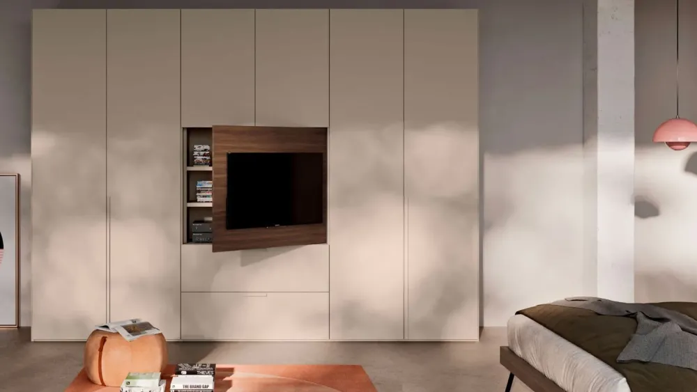 Online Armadio con ante battenti design light armadio battente anta liscia e vano porta tv orientabile a prezzo ribassato Armadi