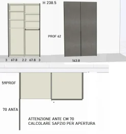 Pianca Armadio con ante battenti a prezzo scontato modello Plana di- Armadi
