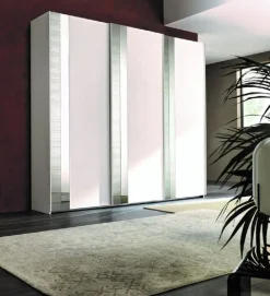 Artigianale Armadio con ante scorrevoli moderno Armadio a 3 ante scorrevoli con specchi verticali in promo-sconto del 50% a prezzo scontato- Armadi