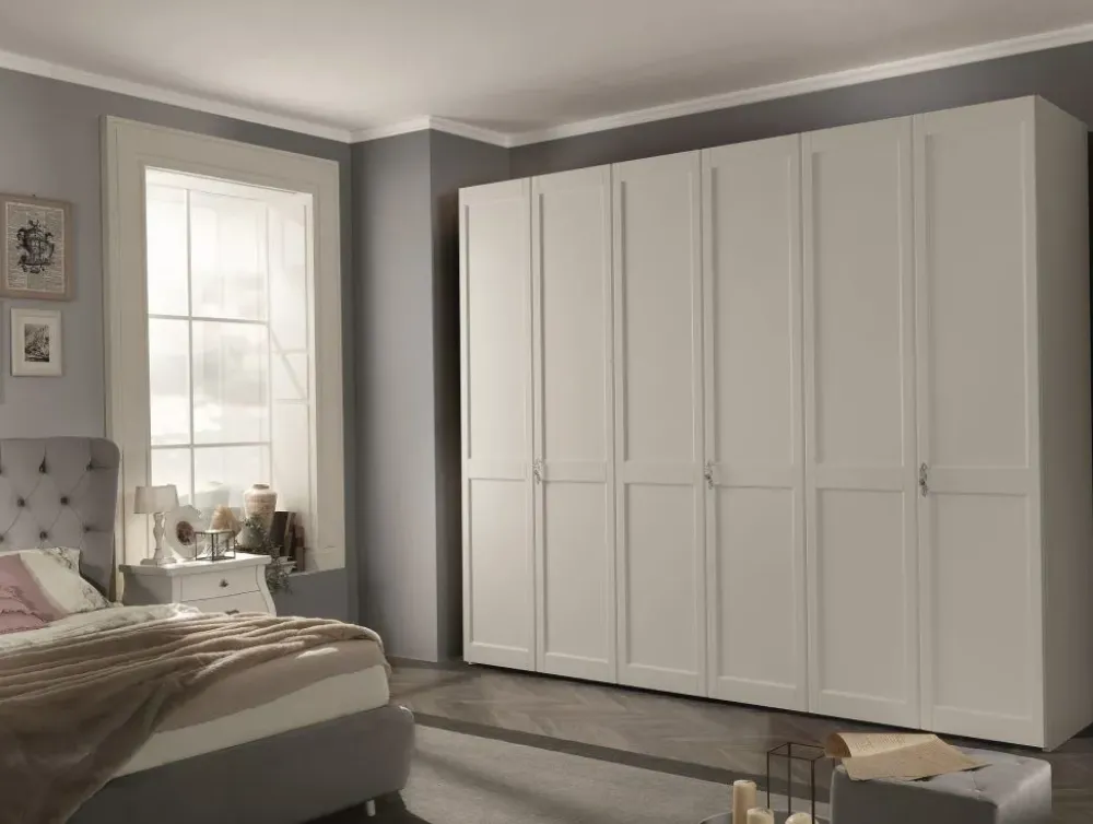 Armadio moderno, ante taverso orizzontale, laccato bianco opaco. 40% di sconto! , prezzo ribassato.^Euro Design Online