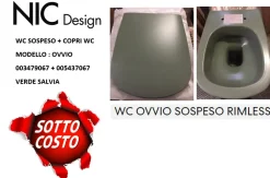 Online Arredamento bagno: mobile Nic design ovvio wc sospeso 003479067 + sedile verde 005437067 salvia opaco nuovo e imballato con forte sconto Mobili Bagno Sospeso