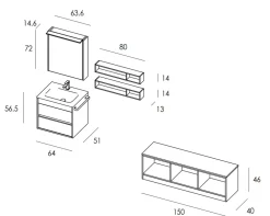 Arredamento bagno: mobile Duetto 07 in Offerta Outlet Mobili Bagno Sospeso