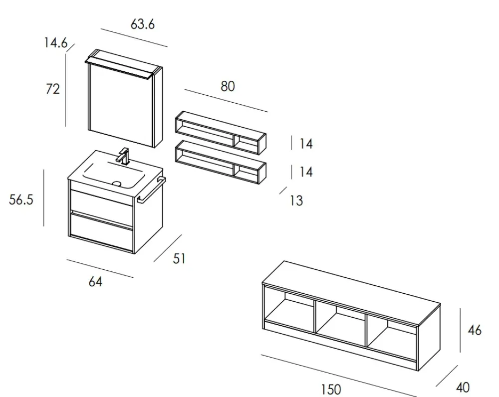 Arredamento bagno: mobile Duetto 07 in Offerta Outlet Mobili Bagno Sospeso