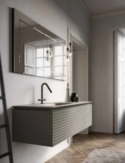 Ideagroup ARREDO BAGNO Idea group: MOBILE + SPECCHIO modello DOLCEVITA LACCATO OPACO SCONTATO 30%- Mobili Bagno Sospeso
