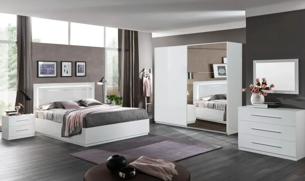 Artigianale Camera da letto Camera star bianca in laccato lucido a prezzo scontato- Camere Da Letto