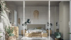 Camera da letto Composizione aria 319 in laminato a prezzo Outlet Camere Da Letto