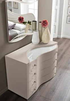 Camera da letto Glamour champagne in laminato a prezzo scontato^Spar Sale