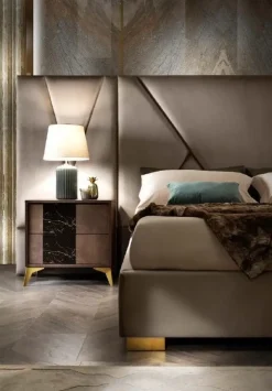 Mobilpiu Camera da letto Grazia effetto marmo in legno a prezzo Outlet- Camere Da Letto