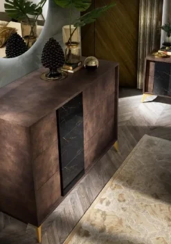 Mobilpiu Camera da letto Grazia effetto marmo in legno a prezzo Outlet- Camere Da Letto