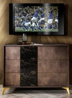 Mobilpiu Camera da letto Grazia effetto marmo in legno a prezzo Outlet- Camere Da Letto