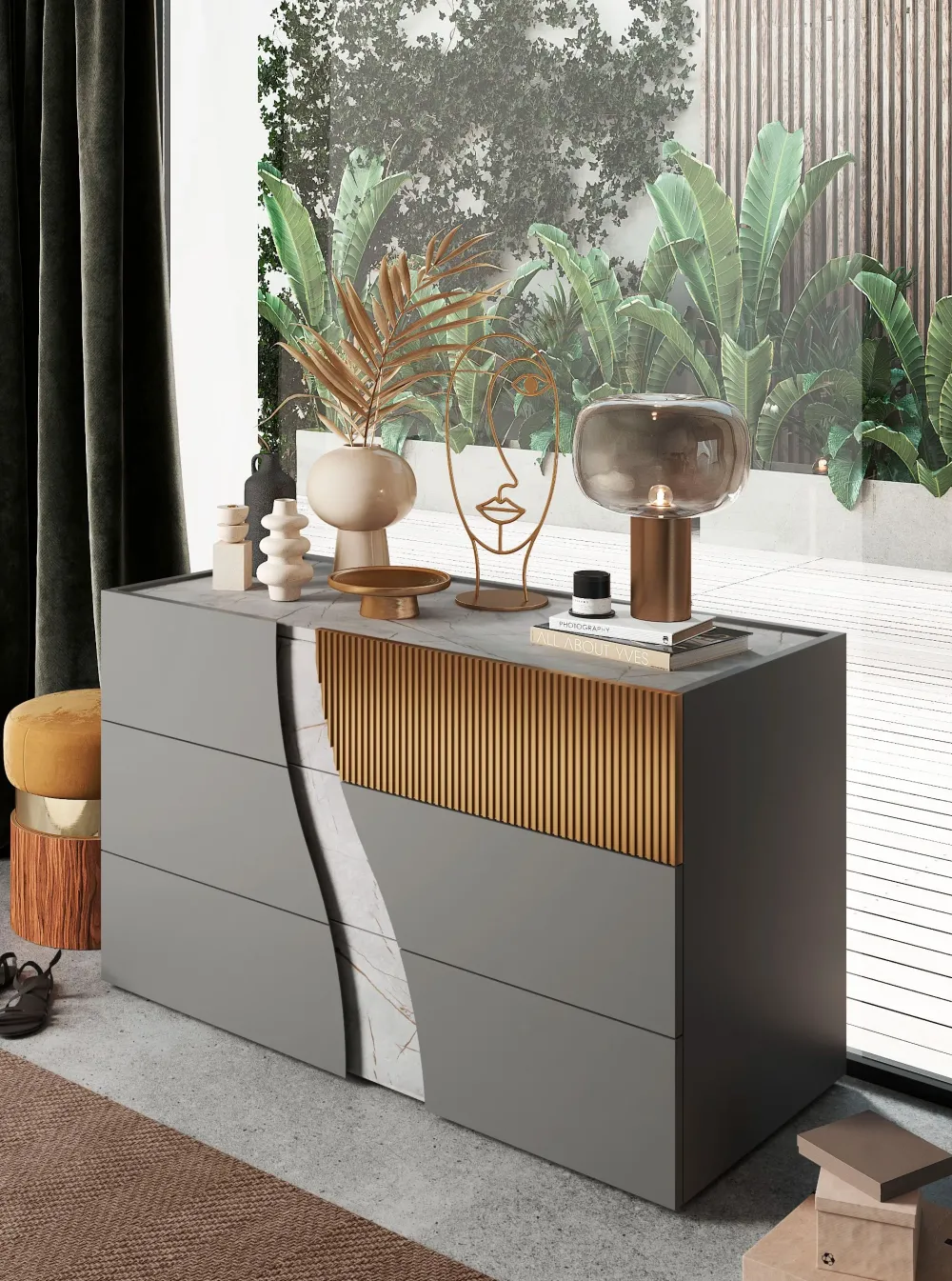 Artigianale Camera da letto Modello titanio in laminato a prezzo scontato- Camere Da Letto