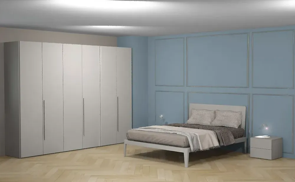 Camera da letto spillo spazio e battente in laccato opaco a prezzo Outlet^Pianca