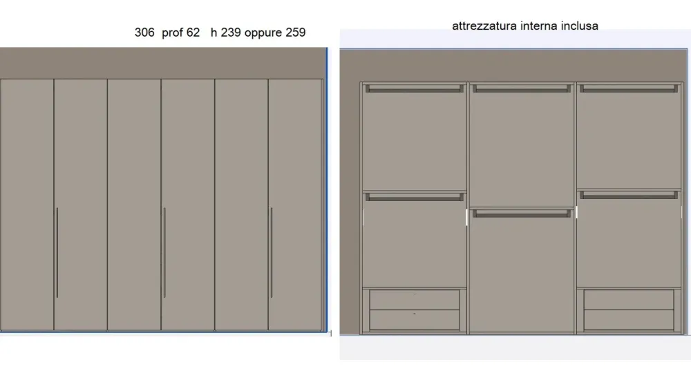 Camera da letto spillo spazio e battente in laccato opaco a prezzo Outlet^Pianca