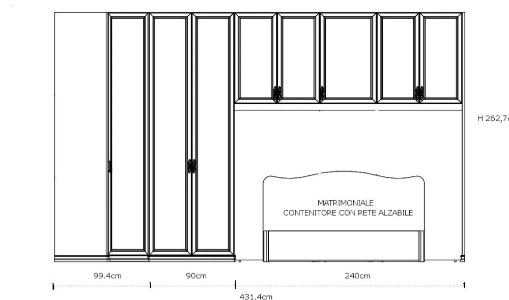 Camera da letto Roma a ponte in legno in Offerta Outlet^Colombini Casa Clearance