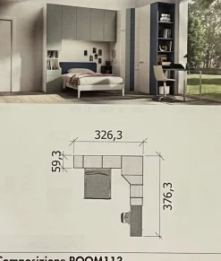 Cameretta 113 con letto a ponte in offerta^ZG Mobili