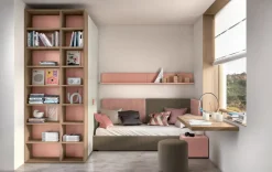 Cameretta Camera per teenager funzionale e moderna letti a terra in offerta^ZG Mobili