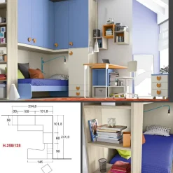 Discount Cameretta Cameretta a ponte 16  con letto a ponte scontata Camerette