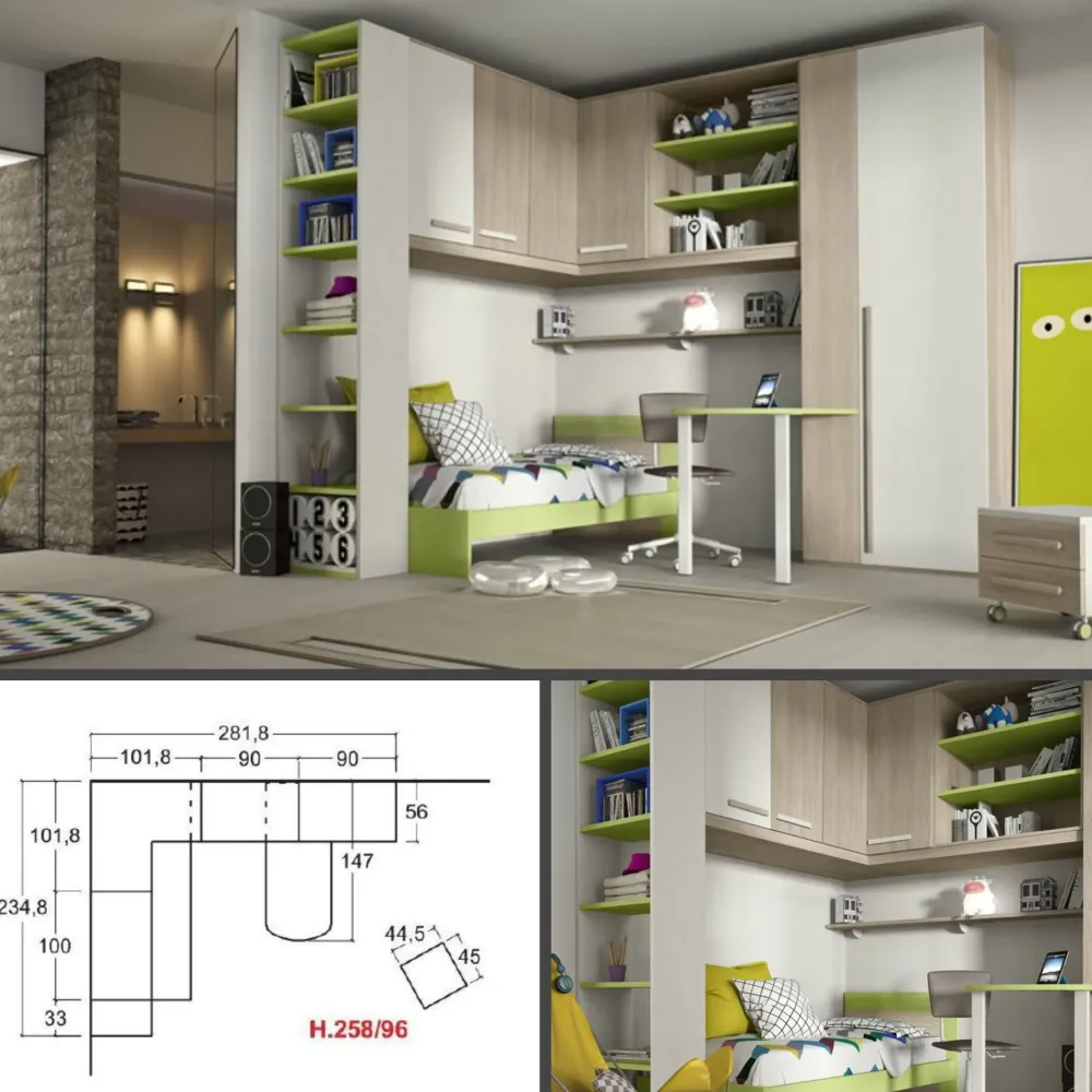 San Martino Mobili Cameretta Cameretta a ponte 15 letti a terra in offerta- Camerette