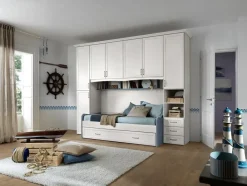 Gruppo Silwood Cameretta Cameretta a ponte mod. afrodite in nobilitato feassino bianco in promo-sconto del 50% SCONTATA- Camerette