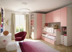 Giessegi Cameretta Cameretta a ponte con cabina-spogliatoio di scontata del 40% con letto a castello scorrevole a prezzo scontato- Camerette