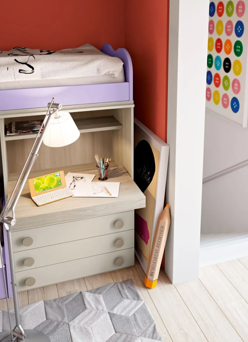 Cameretta Cameretta asoppalco 23 in laminato opaco a prezzo Outlet Camerette