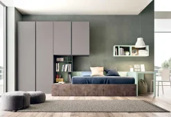 Outlet Cameretta Cameretta con scrivania a penisola   con letto a terra a prezzo Outlet Camerette