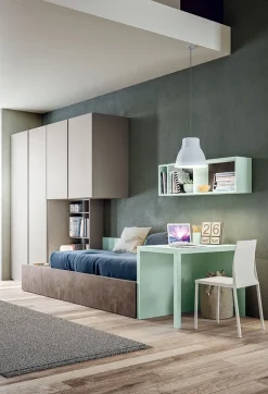 Outlet Cameretta Cameretta con scrivania a penisola   con letto a terra a prezzo Outlet Camerette