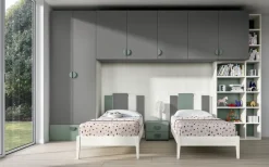 Discount Cameretta Cameretta moderna con armadio a ponte  letti a terra scontata Camerette