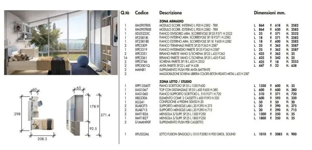 ZG Mobili Cameretta Cameretta per bambini moderna letti a terra scontata- Camerette