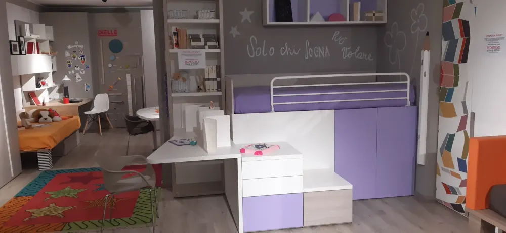 Dielle Cameretta box 6 con letto a soppalco in offerta- Camerette