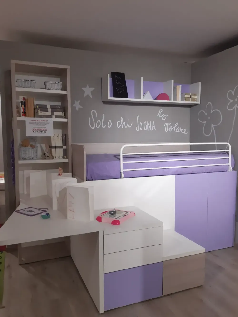 Dielle Cameretta box 6 con letto a soppalco in offerta- Camerette