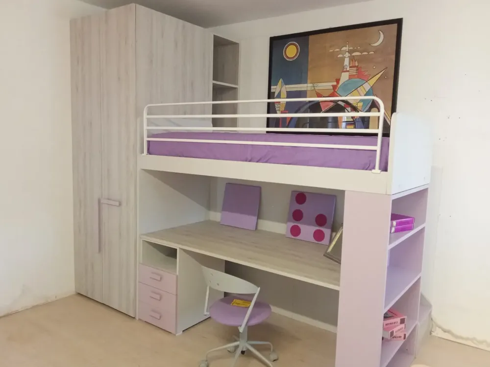 Cameretta Fantasy rosa con letto a castello scontata^ZG Mobili Clearance