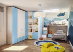 Outlet Cameretta in laccato opaco Cameretta con letto a castello di scontata del 40% scontata a PREZZI OUTLET Camerette