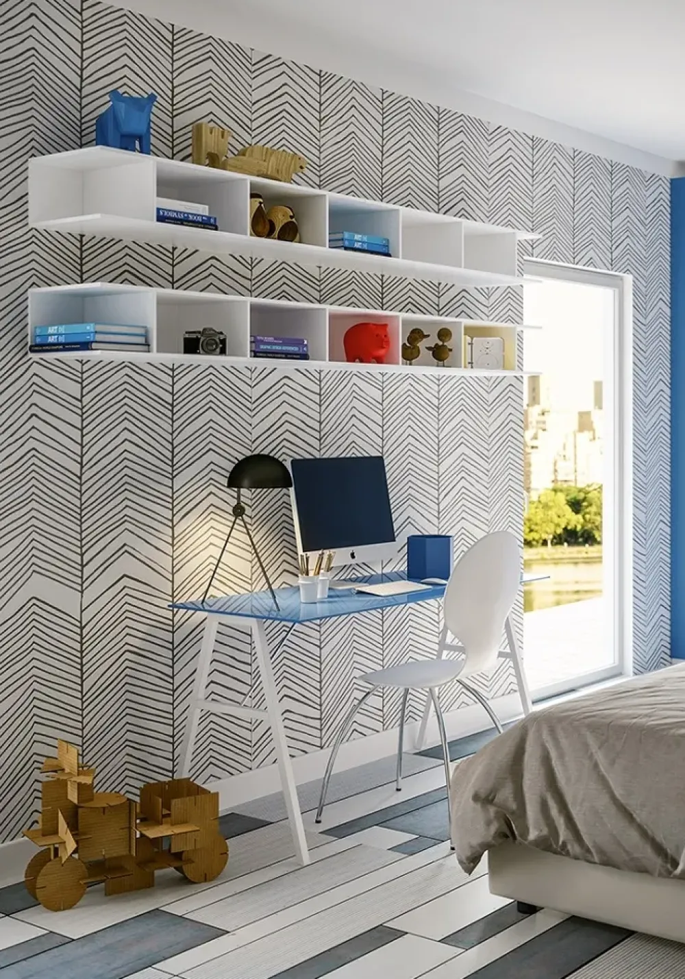 Cameretta in laccato opaco Cameretta completa con letto imbottito di scontata del 40% scontata a PREZZI OUTLET^Giessegi Outlet