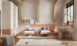 Sale Cameretta in laminato materico Cameretta con armadio e spazio giorno scontata a PREZZI OUTLET Camerette