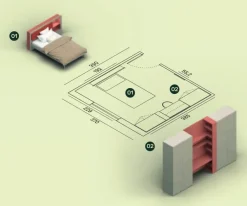Mistral Cameretta in laminato opaco Cameretta letto a terra 02 scontata a PREZZI OUTLET- Camerette