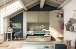 Cameretta Leonardo con cabina-armadio  letti a terra scontata^Corazzin New