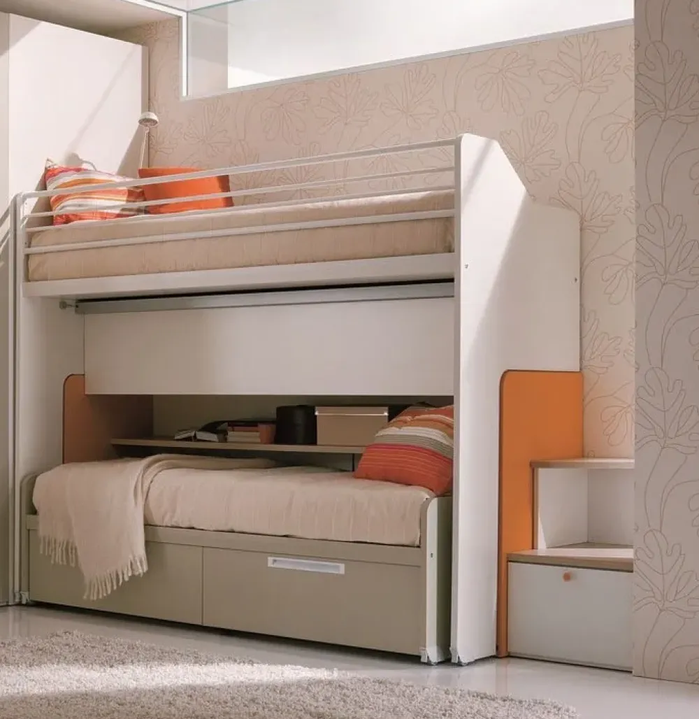 Cameretta Letto genius con letto a castello scorrevole in offerta^Dielle Clearance