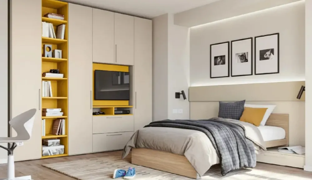 Doimo CityLine Cameretta Qik yellow in laminato opaco a prezzo Outlet- Camerette