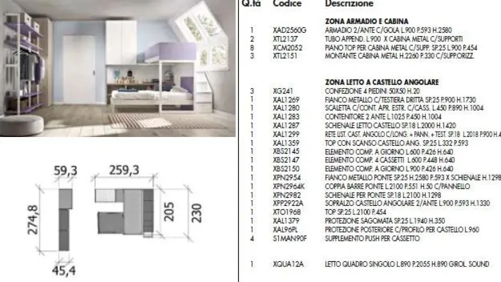 Cameretta Room169 con letto a soppalco in offerta^Collezione esclusiva