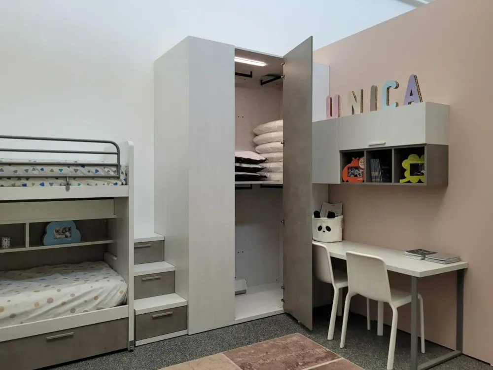 Doimo CityLine Cameretta Roy e kubo con letto a castello scorrevole a prezzo Outlet- Camerette