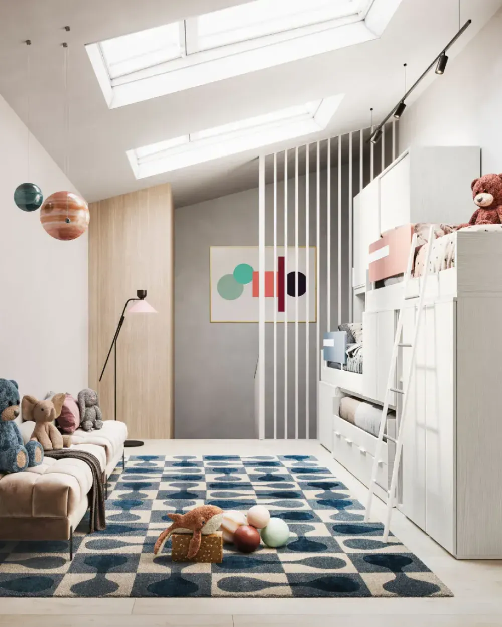 San Martino Mobili Cameretta Smart junior 42 con letto a soppalco scorrevole in offerta- Camerette