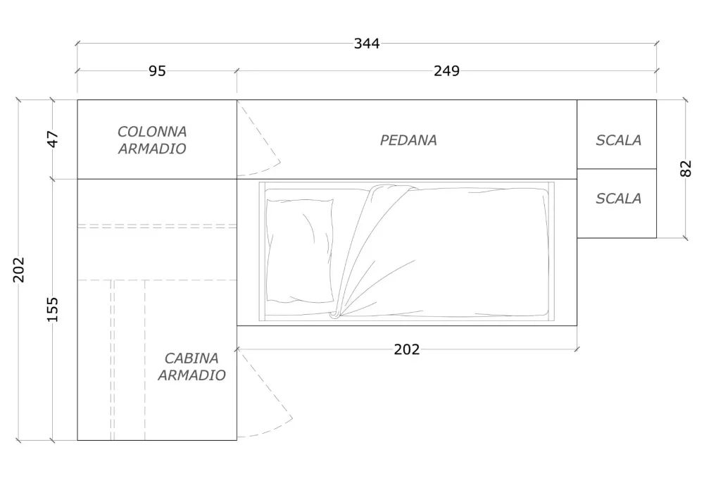 Dielle Cameretta Soppalco merlino con letto a soppalco a prezzo Outlet- Camerette