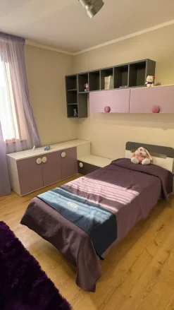 Furlan Cameretta Violetta, frassino bianco, antracite in laccato opaco a prezzo Outlet- Camerette