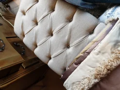 Danti Cassapanca in stile rococò Panchetta foglia oro e tessuto a prezzo Outlet- Antiquariato