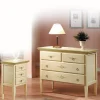 Artigianale Cassetiera modello Comò con comodini laccati avorio con decori in promo-sconto del 55% in Legno in Offerta Outlet- Cassettiere